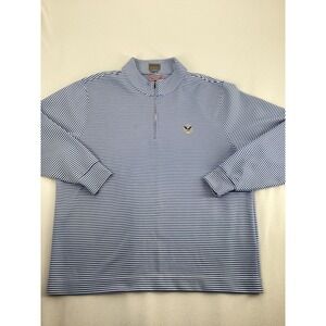 Fennec Highly Evolved Mens XL Blue White Striped Quarter Zip Golf Pullover Top